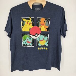Pokémon T-Shirt Mens Graphic 3XLT Big Tall Pikachu Charmander Bulbasaur Squirtle